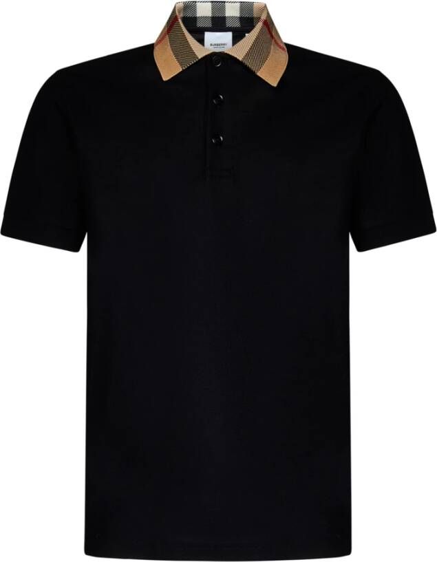 Burberry Zwart Poloshirt voor Heren met Contrasterende Kraag Zwart Heren