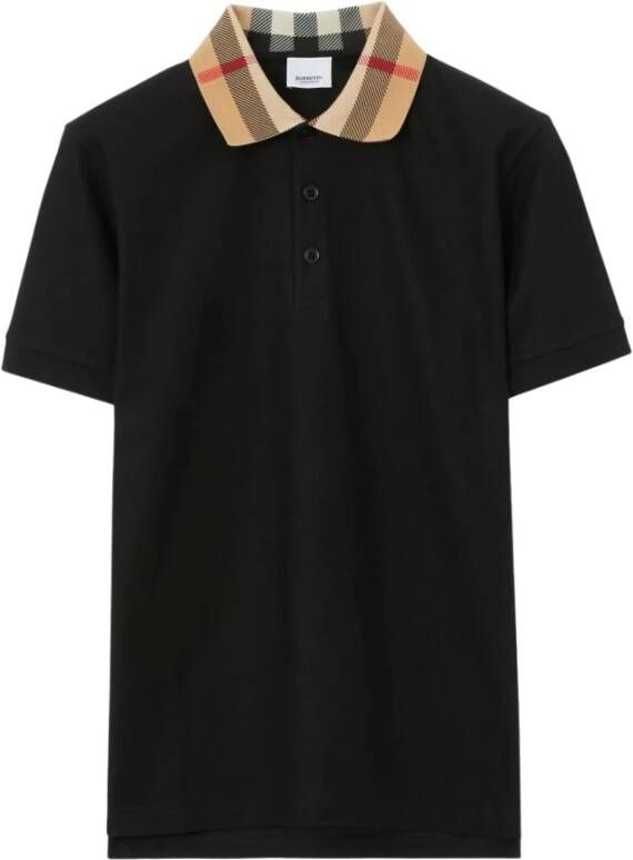 Burberry Zwart Poloshirt voor Heren met Contrasterende Kraag Zwart Heren