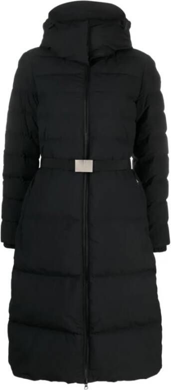 Burberry Zwarte gewatteerde jas met afneembare capuchon Zwart Dames