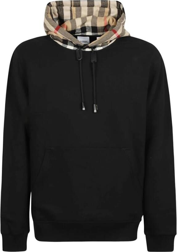 Burberry Zwarte katoenen hoodie voor heren met iconisch ontwerp Black Heren
