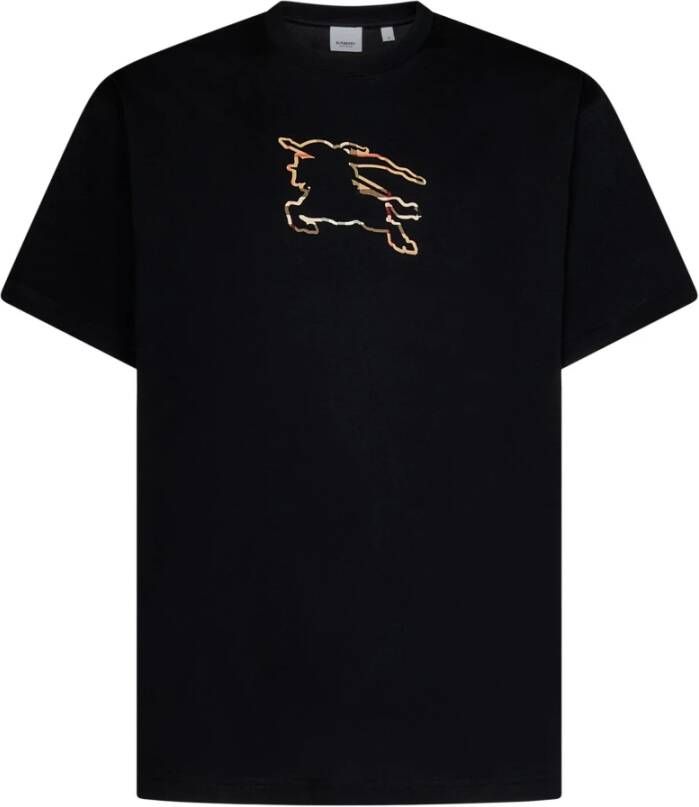 Burberry Zwarte katoenen T-shirt met Equestrian Knight design Zwart Heren