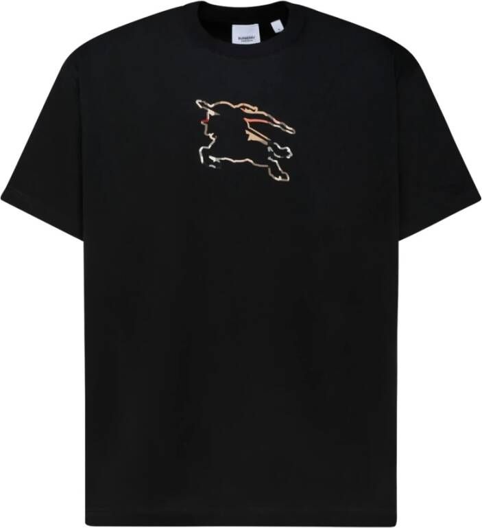 Burberry Zwart Equestrian Knight-print T-shirt Black Heren