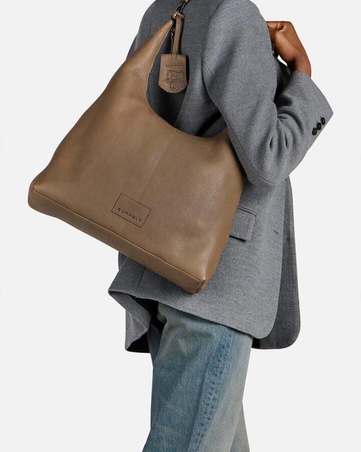 BURKELY leren schoudertas Soft Skylar taupe
