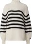 Busnel Gestreepte Oversized Coltrui Trui Beige Dames - Thumbnail 1