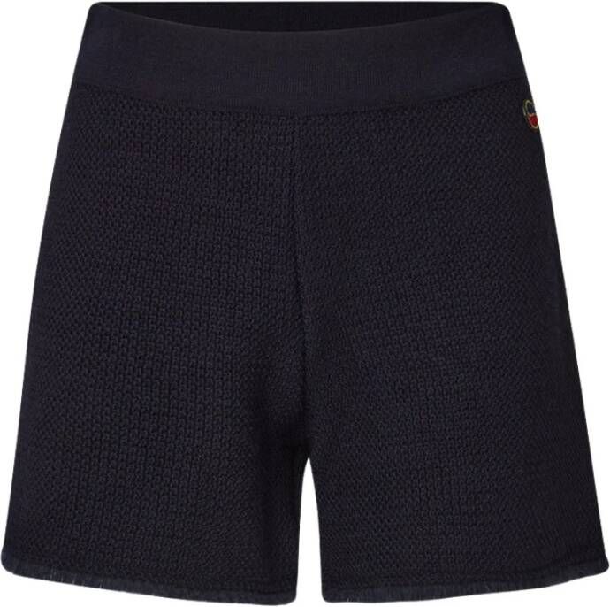 Busnel Gestructureerde Gebreide Franje Shorts Blauw Dames