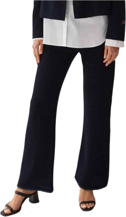 Busnel Klassieke Wol Straight Broek Blauw Dames
