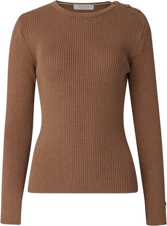 Busnel Ronde Hals Gebreide Trui Noelle Sweater Bruin Dames