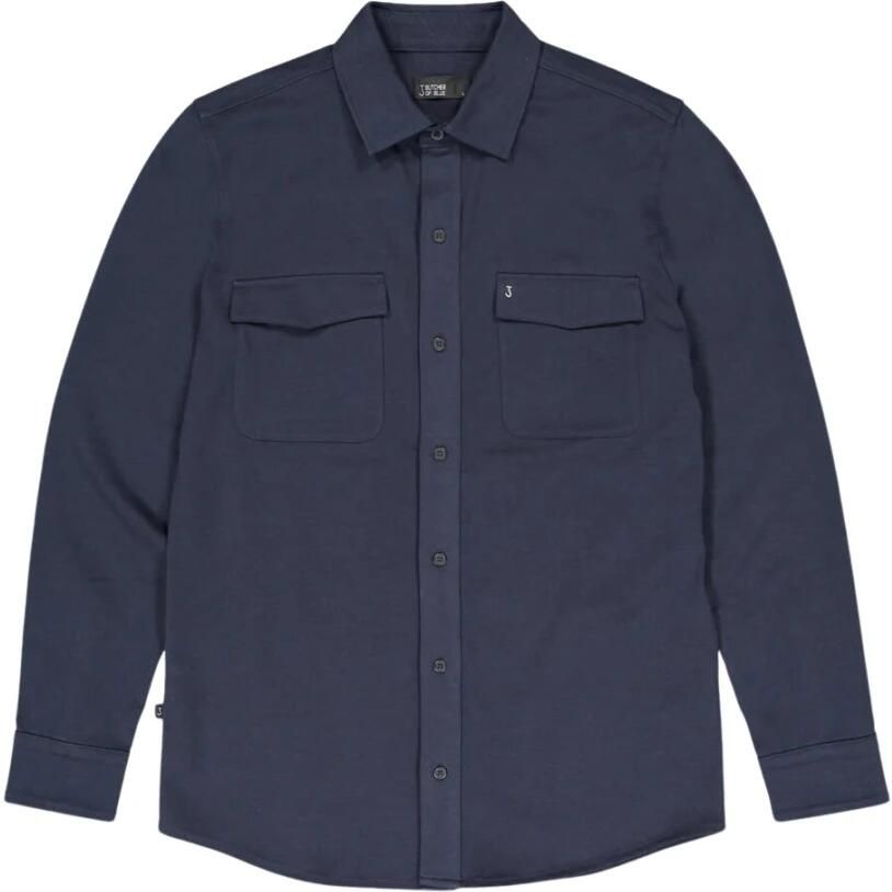 BUTCHER OF BLUE Heren Overshirts Finn Pocket Jersey Shirt Donkerblauw