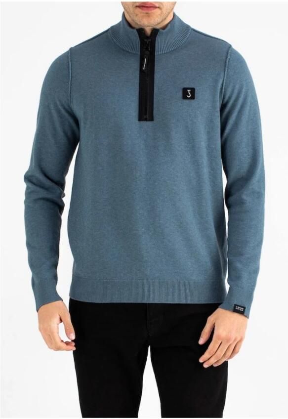 Butcher of Blue fijngebreide trui Clifden met wol en logo china grey - Foto 3