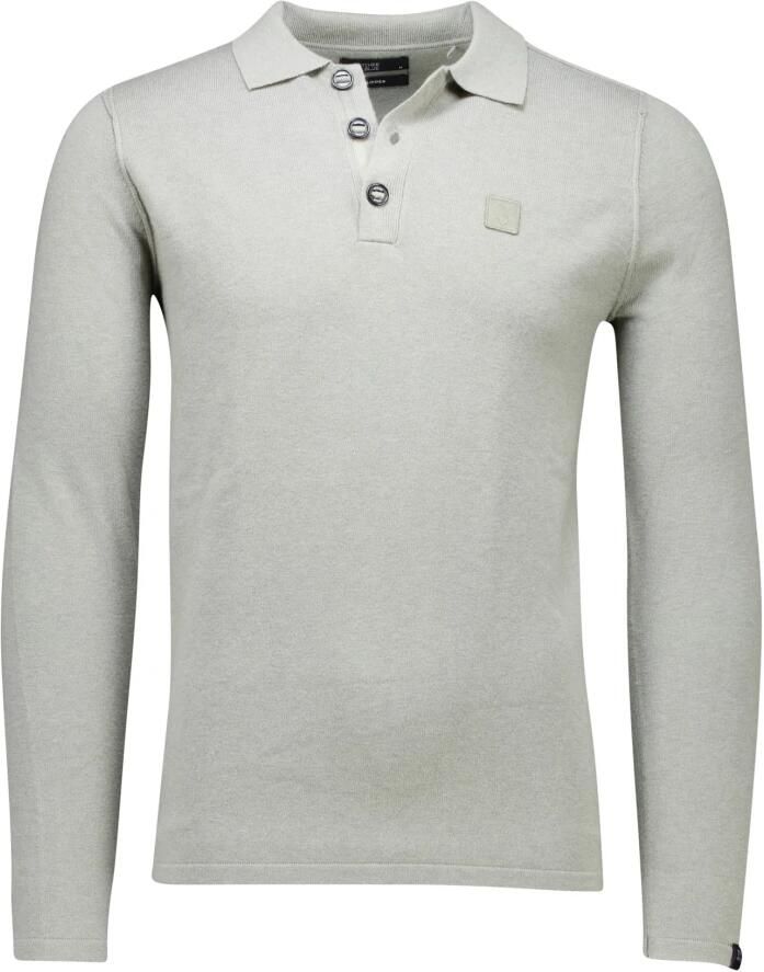 Butcher of Blue fijngebreide regular fit polo Clifden met wol en logo