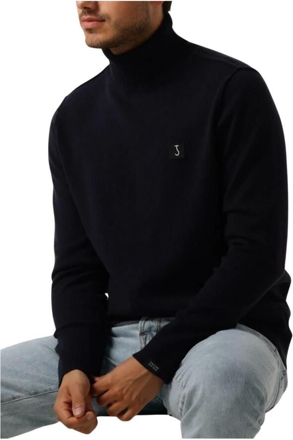 Butcher of Blue fijngebreide coltrui Clifden met wol en logo alaska blue