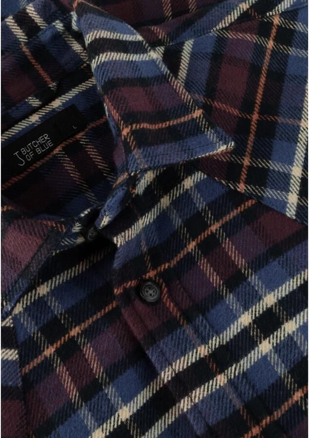 Butcher of Blue geruit flanellen overhemd Lanton Western pascha purple