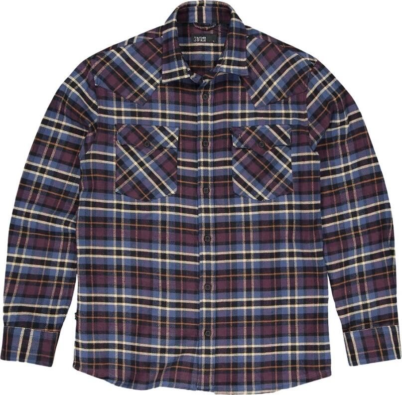 Butcher of Blue geruit flanellen overhemd Lanton Western pascha purple - Foto 4