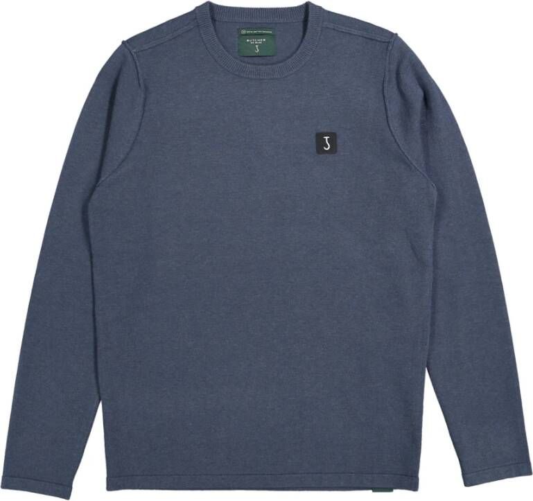 Butcher of Blue fijngebreide trui Clifden met wol san marino blue