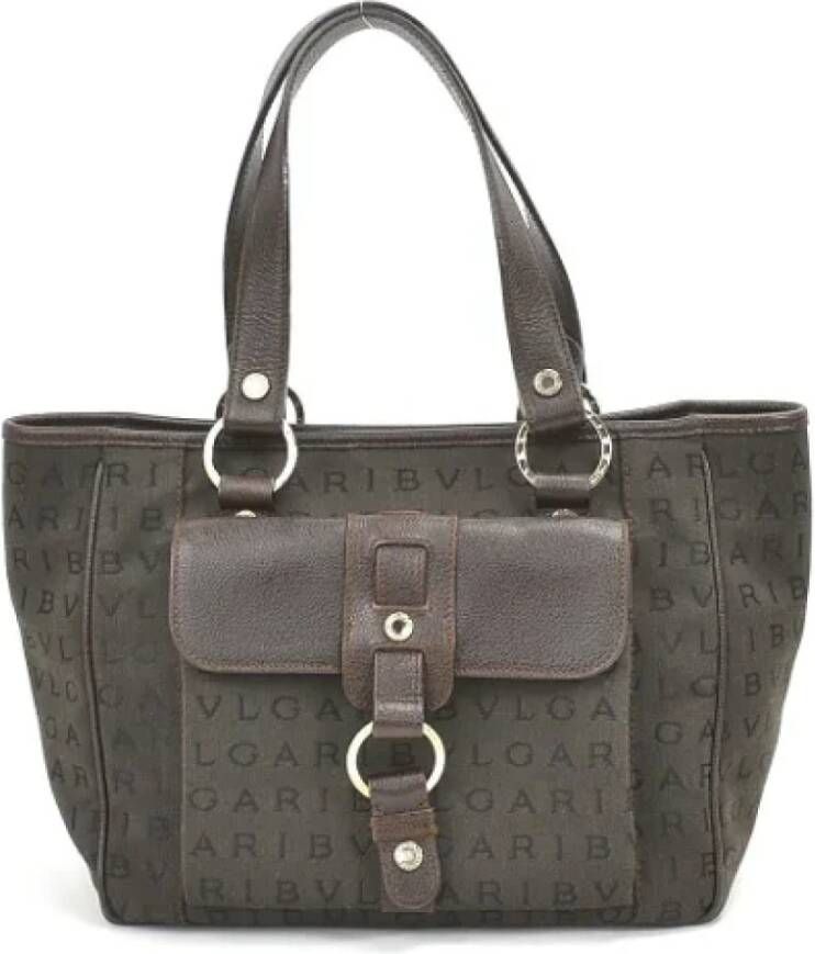Bvlgari Vintage Pre-owned Canvas handbags Bruin Dames