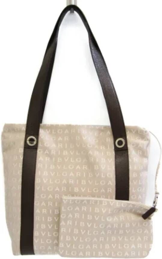 Bvlgari Vintage Pre-owned Canvas shoulder-bags Beige Dames