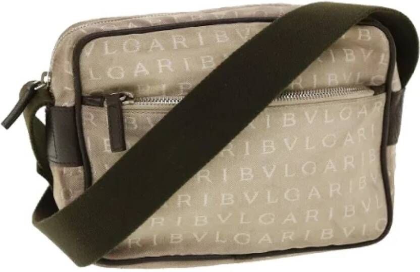 Bvlgari Vintage Pre-owned Canvas shoulder-bags Beige Dames