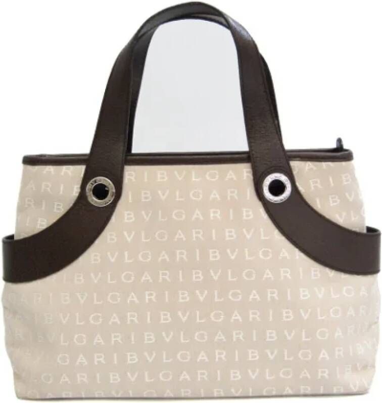 Bvlgari Vintage Pre-owned Canvas shoulder-bags Beige Dames