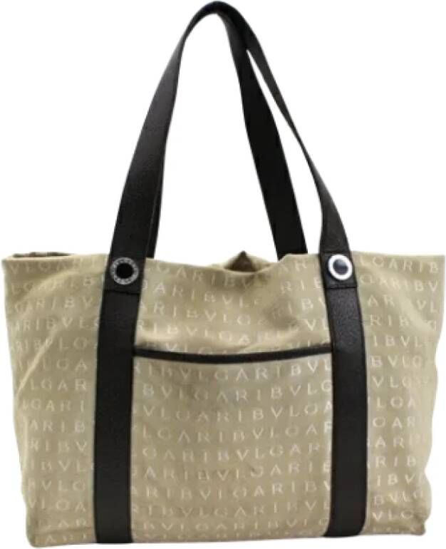 Bvlgari Vintage Pre-owned Canvas shoulder-bags Beige Dames