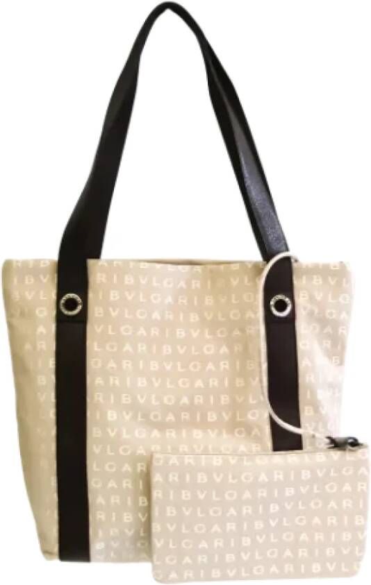 Bvlgari Vintage Pre-owned Canvas shoulder-bags Beige Dames