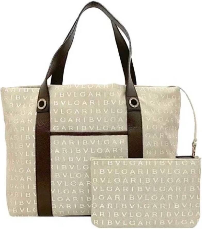 Bvlgari Vintage Pre-owned Canvas shoulder-bags Beige Dames