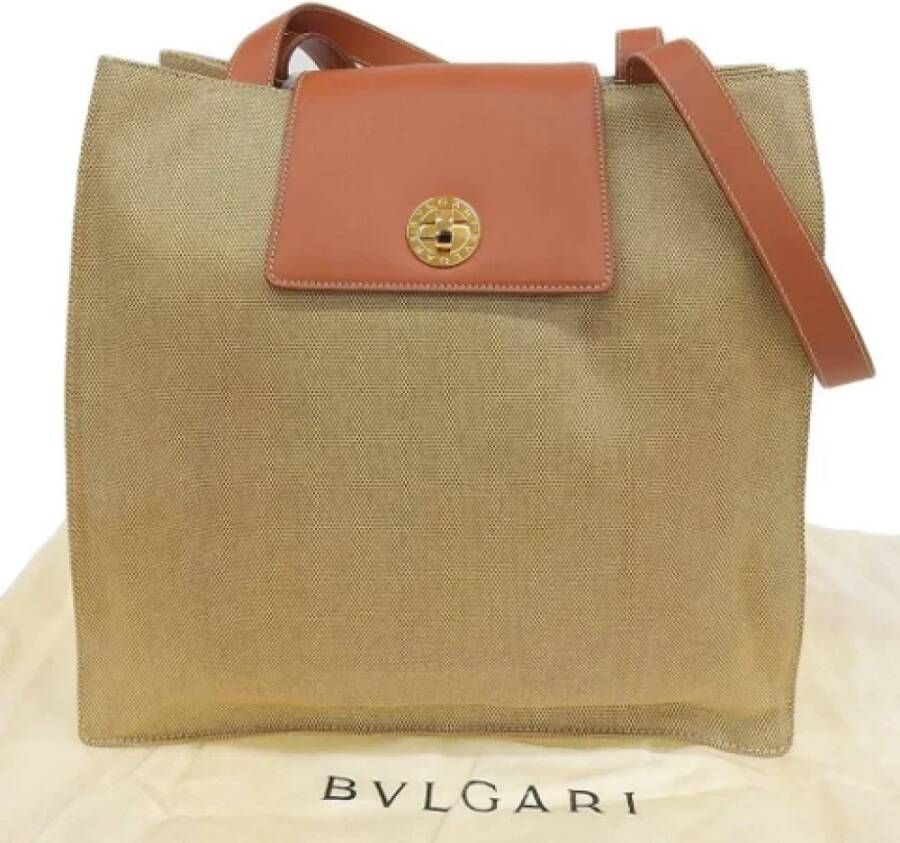 Bvlgari Vintage Pre-owned Canvas shoulder-bags Beige Dames