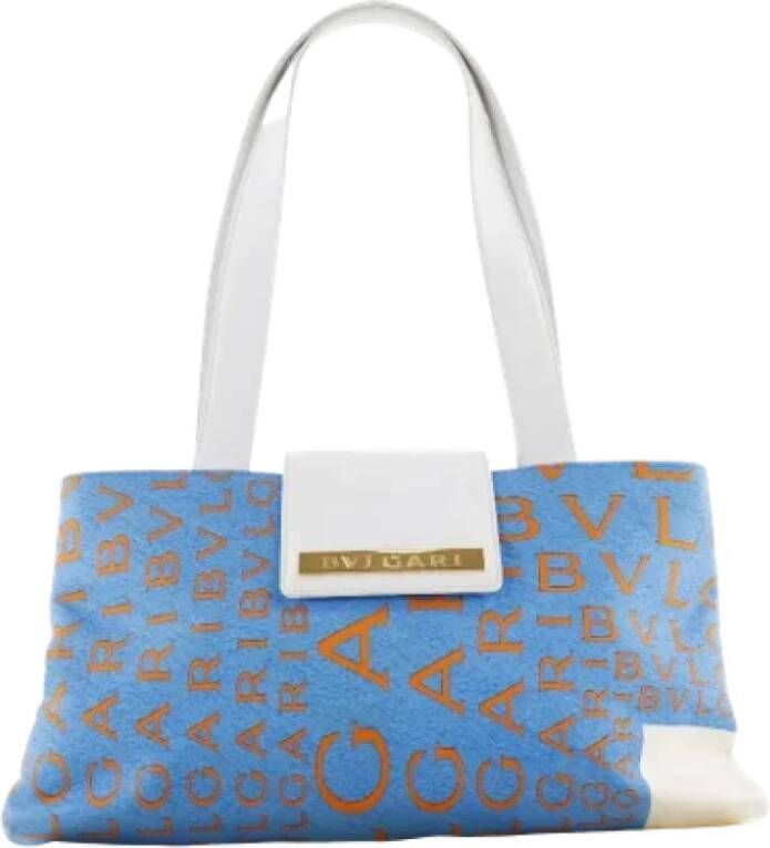 Bvlgari Vintage Pre-owned Fabric shoulder-bags Blauw Dames