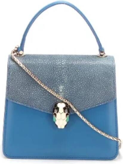 Bvlgari Vintage Pre-owned Leather crossbody-bags Blauw Dames