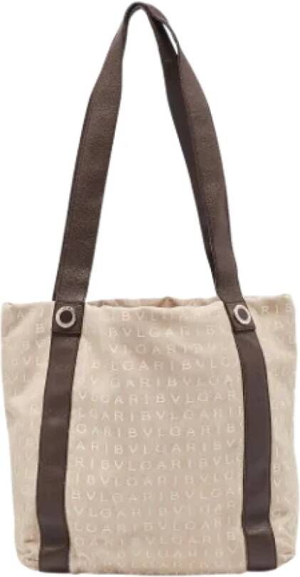 Bvlgari Vintage Pre-owned Leather shoulder-bags Beige Dames