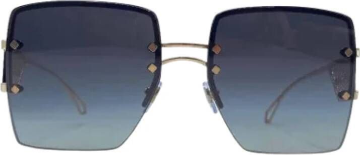 Bvlgari Vintage Pre-owned Metal sunglasses Blauw Dames
