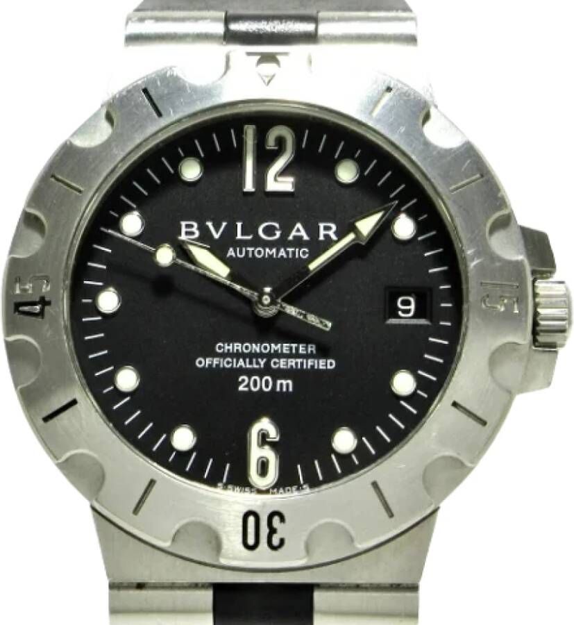 Bvlgari Vintage Pre-owned Stainless Steel watches Zwart Heren