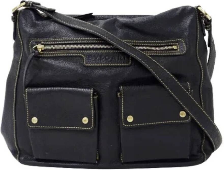 Bvlgari Vintage Voldoende lederen schouderzakken Zwart Dames