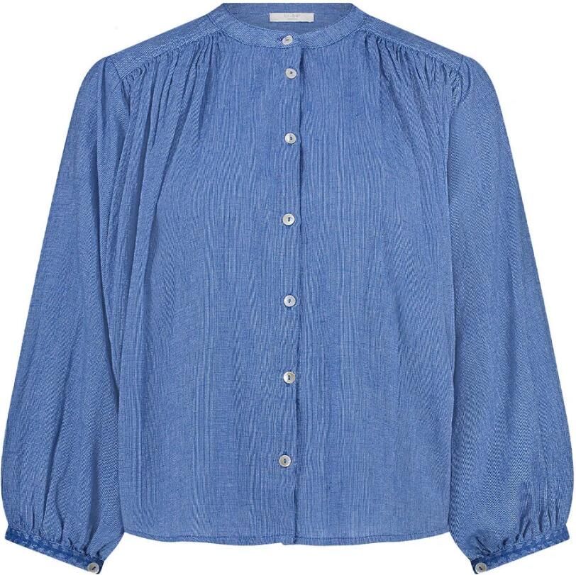 By-Bar Athia Lange Mouw Blouse Blue Dames