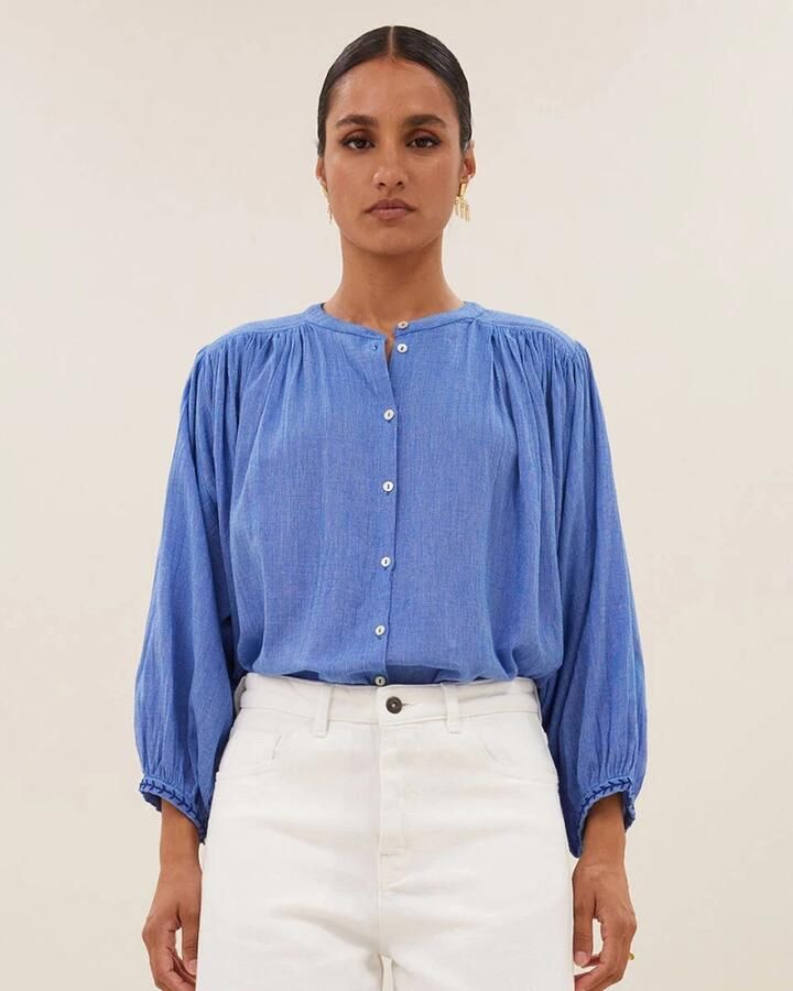 By-Bar Athia Lange Mouw Blouse Blue Dames - Foto 2