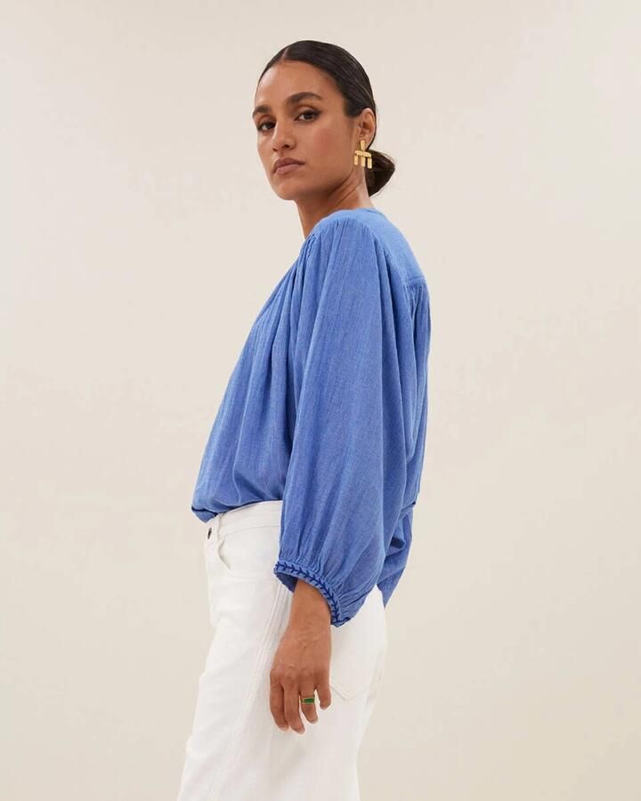 By-Bar Athia Lange Mouw Blouse Blue Dames - Foto 3