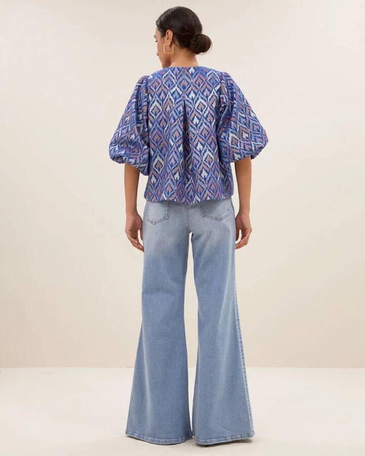 By-Bar Korte Mouw Mauri Blouse Blue Dames - Foto 4