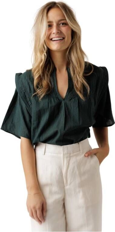 By-Bar BY BAR Liam Lurex SS Blouse 430 pine forest Groen Dames