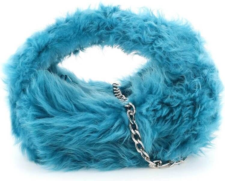 By FAR Groenblauw groen shearling baby cush handtas Blauw Dames