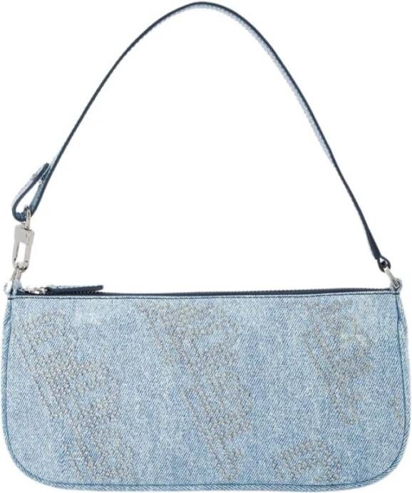 By FAR denim print leather rachel bag Blauw Dames