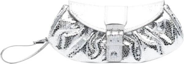 By FAR Verbluffende Zilveren Flagstone Leren Clutch Gray Dames