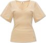By Malene Birger Lunai geribbelde top met logo By Herenne Birger Beige Dames - Thumbnail 2