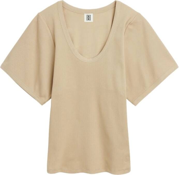 By Malene Birger Lunai geribbelde top met logo By Herenne Birger Beige Dames