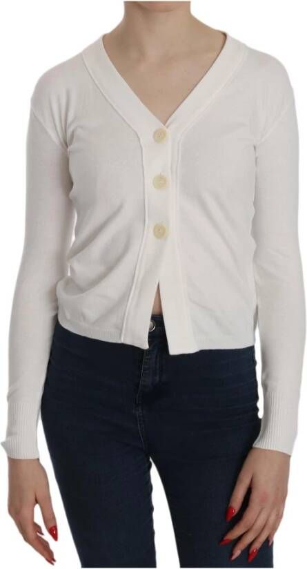 Byblos Witte V-hals Korte Mouw Cardigan Sweater White Dames
