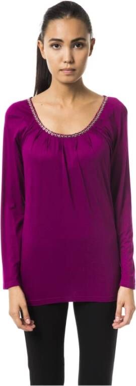 Byblos Paarse T-shirt met Lange Mouwen en Ronde Hals Purple Dames