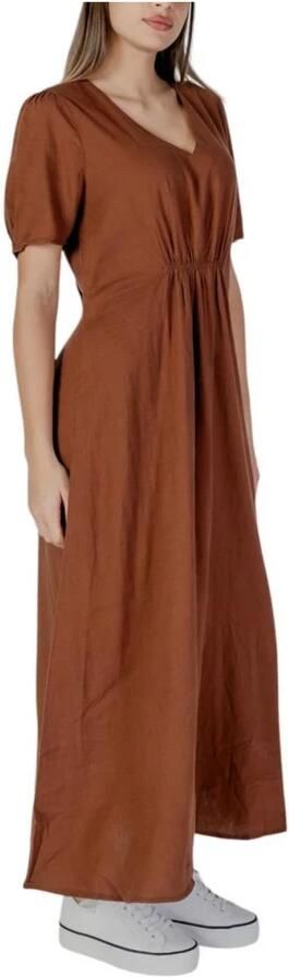 B.Young Bruine Linnen Jurk Dames Lente Zomer Collectie Brown Dames - Foto 3