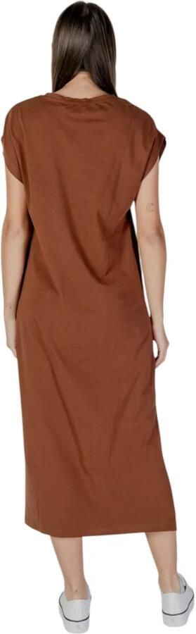 B.Young Bruine V-hals Jurk Lente Zomer Katoen-Lycra Brown Dames