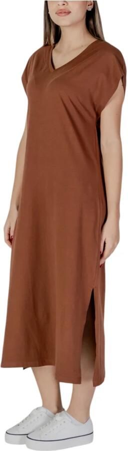 B.Young Bruine V-hals Jurk Lente Zomer Katoen-Lycra Brown Dames - Foto 2