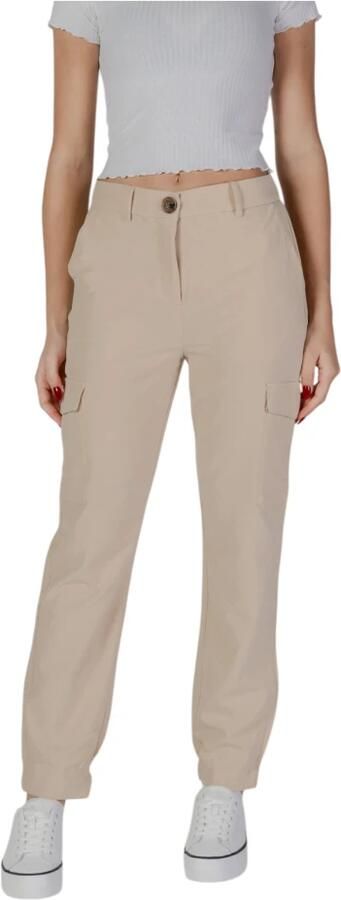 B.Young Beige Rits-Knoop Broek met Zakken Beige Dames - Foto 4