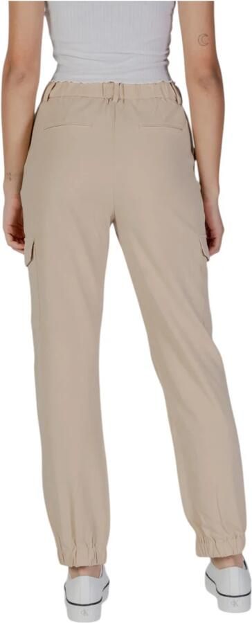 B.Young Beige Rits-Knoop Broek met Zakken Beige Dames