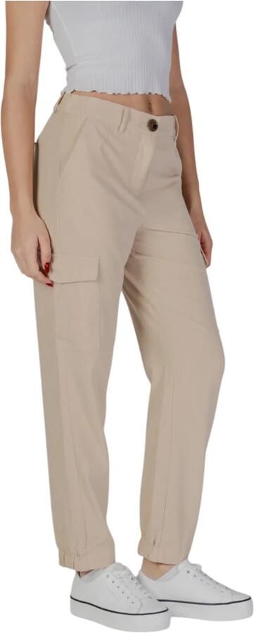 B.Young Beige Rits-Knoop Broek met Zakken Beige Dames - Foto 2